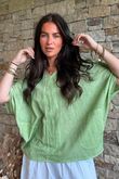 Rustic Nature Linen Blend Pocket Tee Washed Lawn